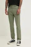 Kalhoty Tommy Jeans pánské, zelená barva, přiléhavé, DM0DM20282