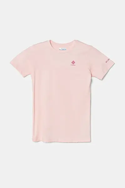 Dětské bavlněné tričko Columbia růžová barva