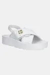 Kožené sandály Love Moschino dámské, bílá barva, na platformě, JA16044I1MIE0100