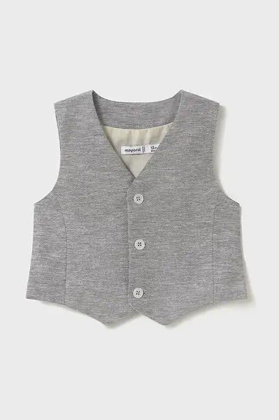 Kojenecká vesta ze směsi lnu Mayoral šedá barva, 1303