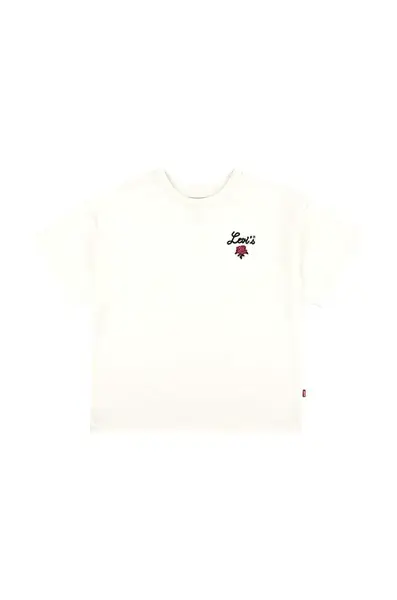 Dětské bavlněné tričko Levi's OVERSIZED LEVIS ROSE TEE béžová barva, 3EL489