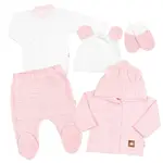 Baby Nellys Pletená sada oblečení pro miminko, Star 5D - růžová