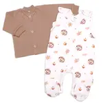 Baby Nellys Kojenecké dupačky s košilkou, bavlna, Ježek, ecru/hnědá, vel. 62
