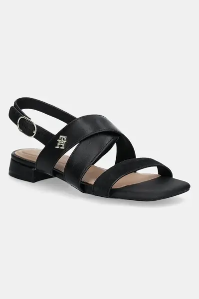Kožené sandály Tommy Hilfiger LEATHER & SUEDE FLAT SANDAL