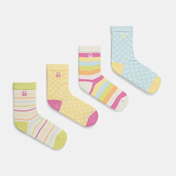 Dětské ponožky United Colors of Benetton 4-pack žlutá barva, 6AO307048