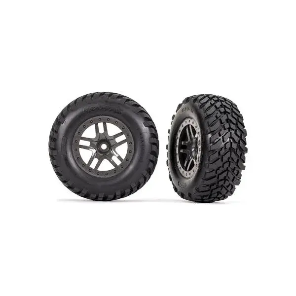 Traxxas kolo 2.2/3.0", disk SCT Split-Spoke gray beadlock, pneu SCT (2)