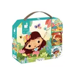 Janod Puzzle v kufříku 4v1 Roční období 6-9-12-16 ks