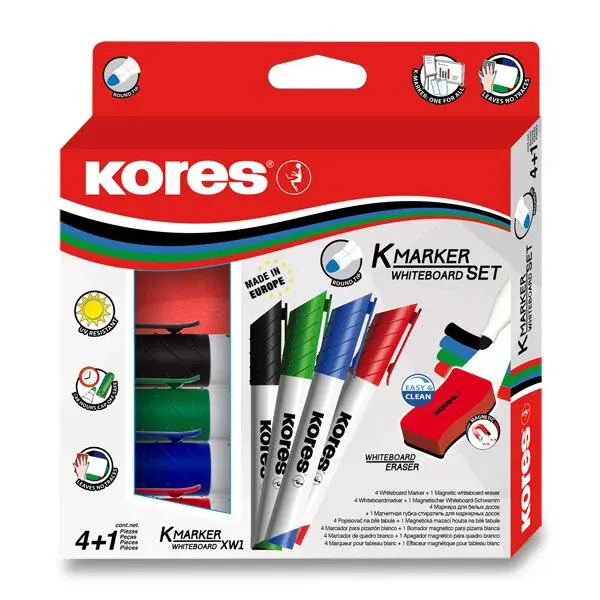 Sada Kores K-Marker Set - 4 popisovače + magnetická houbička