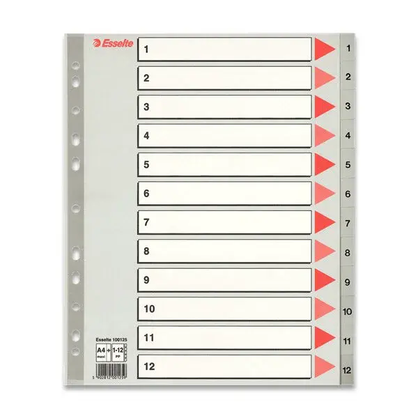 Rozlišovač Esselte Maxi - 1 - 12, 12 listů