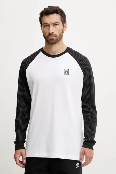 Bavlněné tričko s dlouhým rukávem adidas Originals Graphic Lo Tee pánské, bílá barva, JW0164