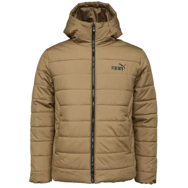 Puma ESSENTIALS HOODED PADDED Pánská zimní bunda, hnědá, velikost