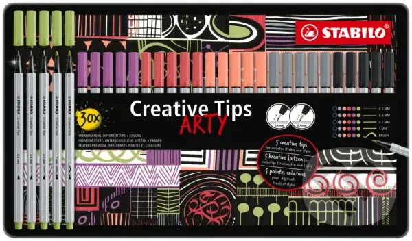 Kreatívny set - STABILO Creative Tips - ARTY - 30 ks sada v plechu