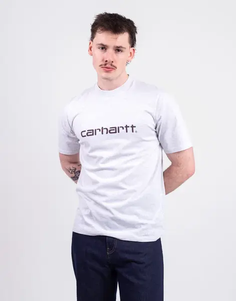 Tričko Carhartt WIP S/S Script T-Shirt Ash Heather/Cozy Purple