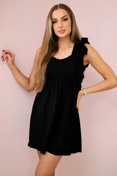 Šaty s volánky na bocích černé