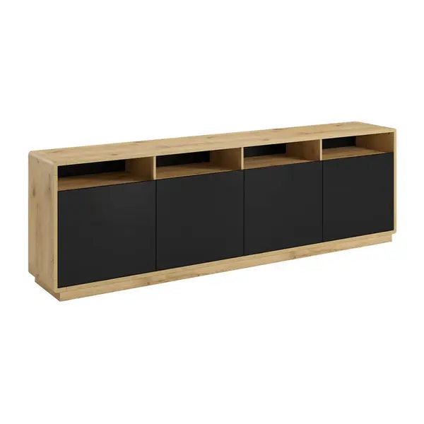 Petits-meubles SIDEBOARD Raven Matná černá a dřevo
