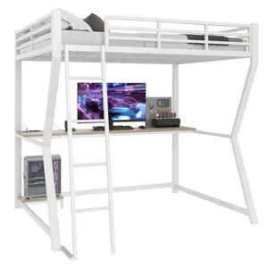 FLIEKS VYVÝŠENÁ POSTEL 140x200cm LED PC Stůl USB Bílá