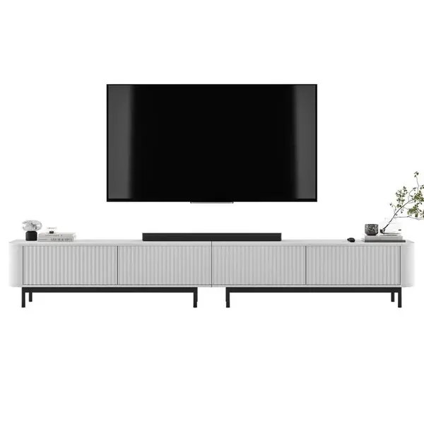 Meble Lindner TV stolek Aurora, sada 2 kusů s kovovým rámem, matná bílá, 280 cm