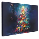 MuchoWow OBRAZ NA PLÁTNĚ Vánoční stromek - Vánoce - Abstraktní - Barevné 30x20 cm
