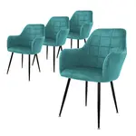 ML-DESIGN JÍDELNÍ ŽIDLE, sada 4 ks, petrol, samet