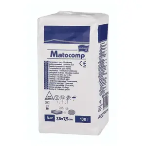MATOCOMP komprese z gázy 7,5x7,5 cm 100 kusů