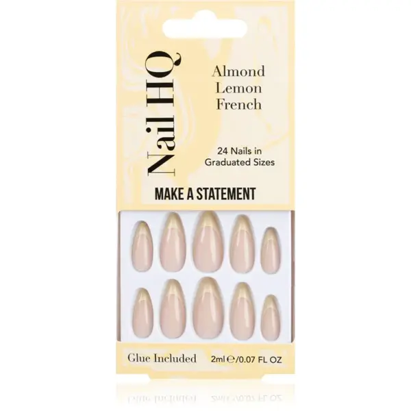 Nail HQ Almond Lemon French umelé nechty s lepidlom 24 ks