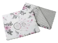 Medi Partners Quilt 55x75 + pillow 35x30 cotton + minky – Catchers with flowers + gray minky