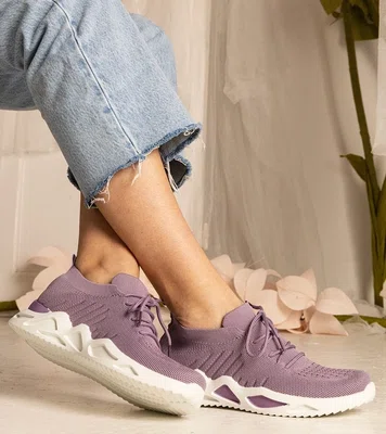Gemre Purple women's sneakers with sock-like upper Miyana