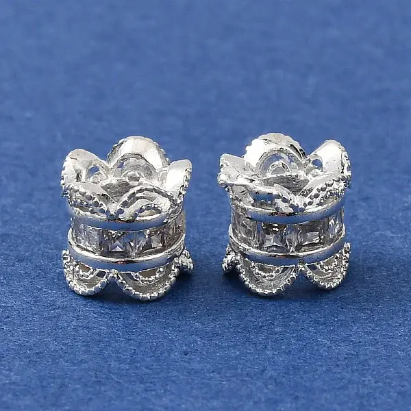 Brass Pave Clear Cubic Zirconia Beads