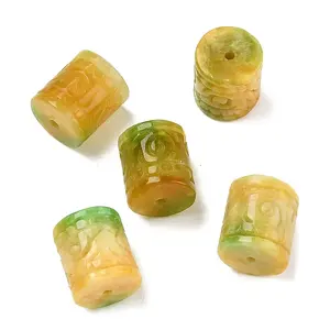 Natural Myanmar Jade Dyed Carved Beads