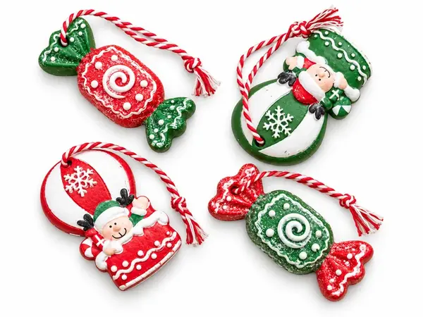 Sada 4 ks vánočních ozdob CANDY ELF 6 cm