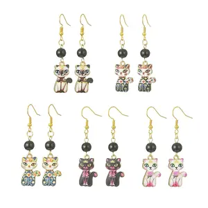 5 Pair 5 Style Rack Plating Alloy Cat Shape Dangle Earrings