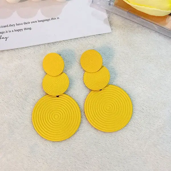 3-Round Alloy Dangle Stud Earrings