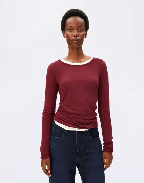 Tričko Armedangels Einiaara Soft Longsleeve 3639 velvet red