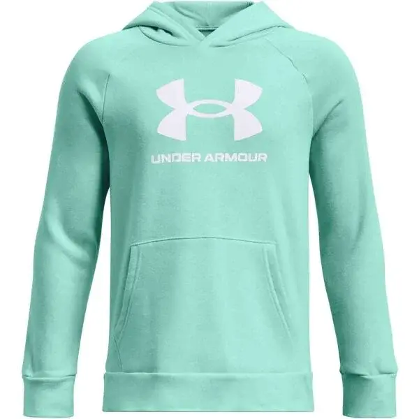 Under Armour RIVAL FLEECE BL HOODIE Chlapčenská mikina, tyrkysová, veľkosť M