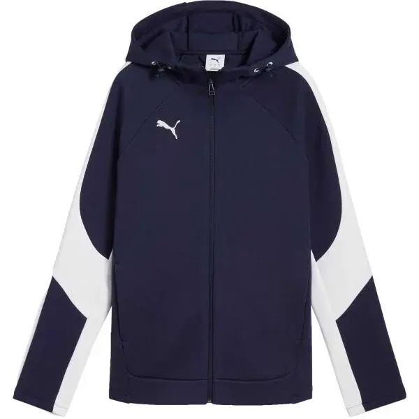 Puma TEAMEVOSTRIPE HOODED JACKET W Dámska športová bunda, tmavo modrá, veľkosť