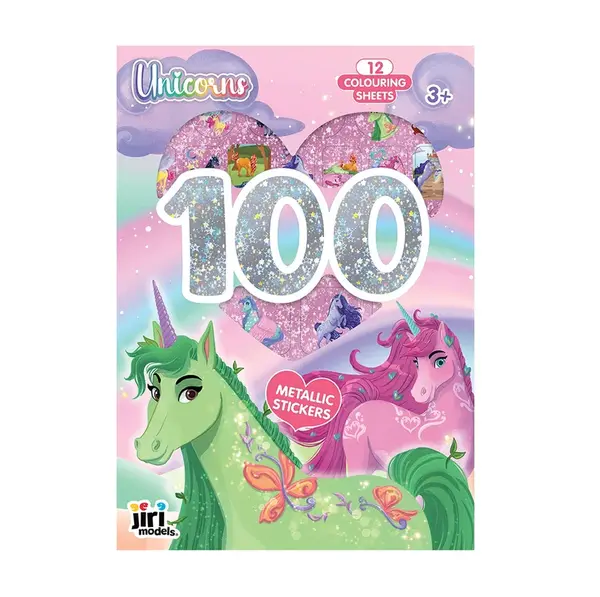 JIRI MODELS 100 metalických samolepek s omalovánkovými listy Jednorožci 1 ks