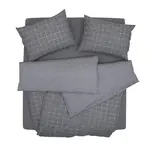 SCANquilt povlečení KLASIK kostka+proužek šedá 140 x 200/70 x 90 cm