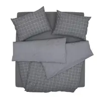 SCANquilt povlečení KLASIK kostka+proužek šedá 140 x 200/70 x 90 cm