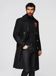 Ombre Men's double-breasted wool coat with decorative appliqués - black
