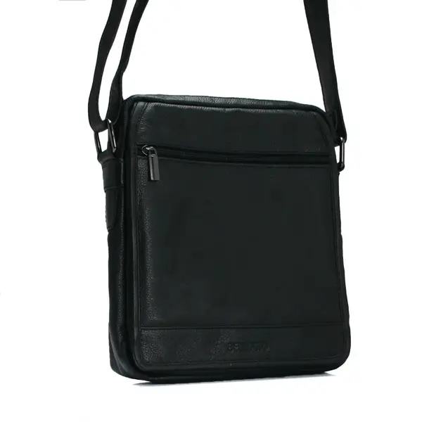 Pánská kožená crossbody taška černá - Bellugio Hayes