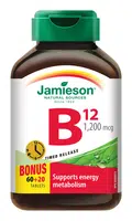 JAMIESON Vitamín B12 methylkobalamin 1200μg s postupným uvolňováním 80 tablet