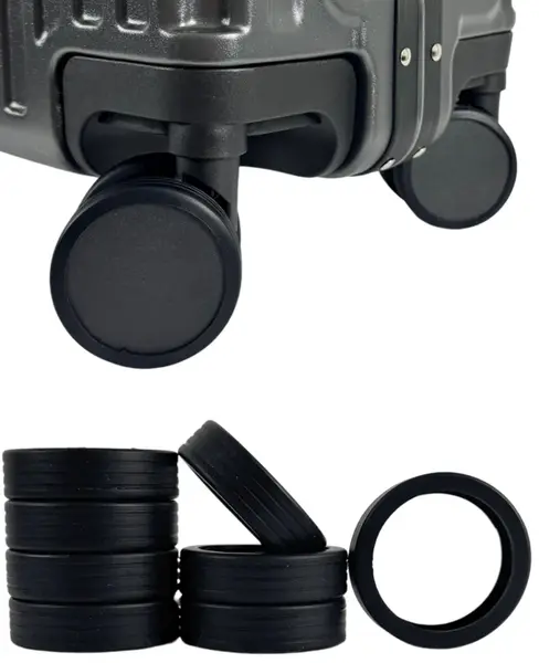 Ochranné silikonové návleky na dvojité kolečka kufru bertoo - 8 kusů černé uni