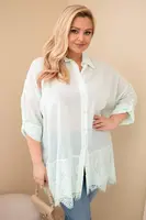 Plus size dámská košile s krajkou