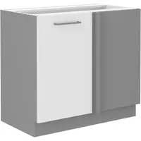 Spodní rohová skříňka 105 DN 1F BB Barva korpusu: Šedá, Barva dvířek: Bílý lesk (Blanka)