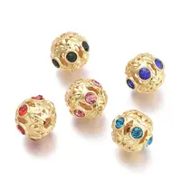Brass Micro Pave Cubic Zirconia Beads