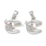Brass Micro Pave Deep Pink Cubic Zirconia Charms