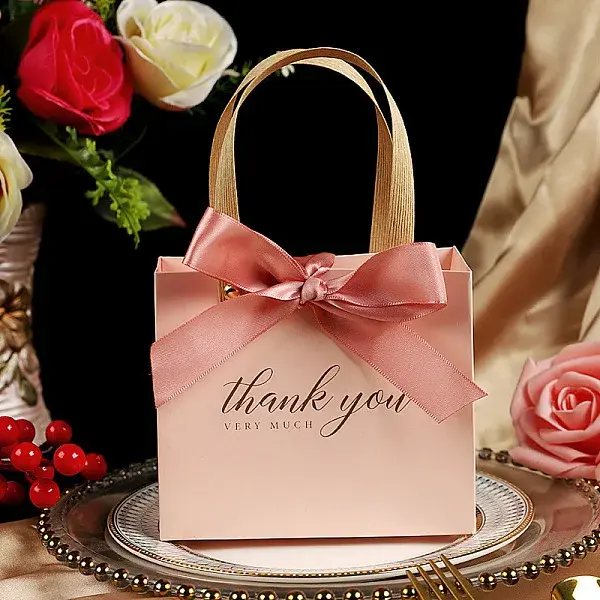 Rectangle Paper Gift Tote Bags with Ribbon