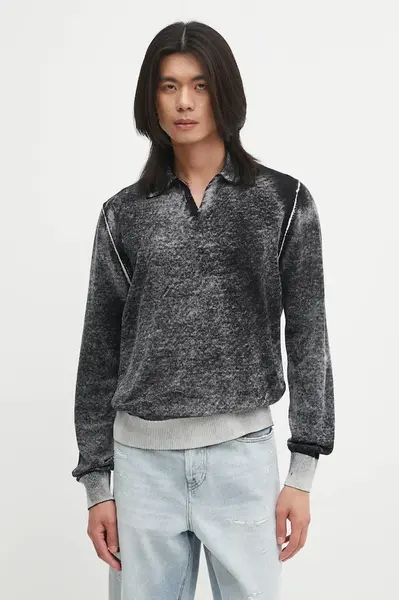 Bavlněný svetr Diesel K-LORENZO pánský, černá barva, A14849.0BEAR