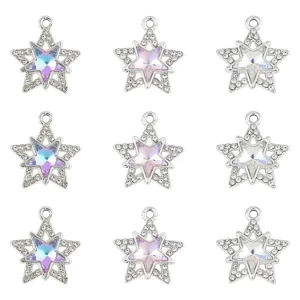 12Pcs 3 Colors Glass Pendants