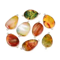 Brass Pave Dyed Natural Agate Connector Charms